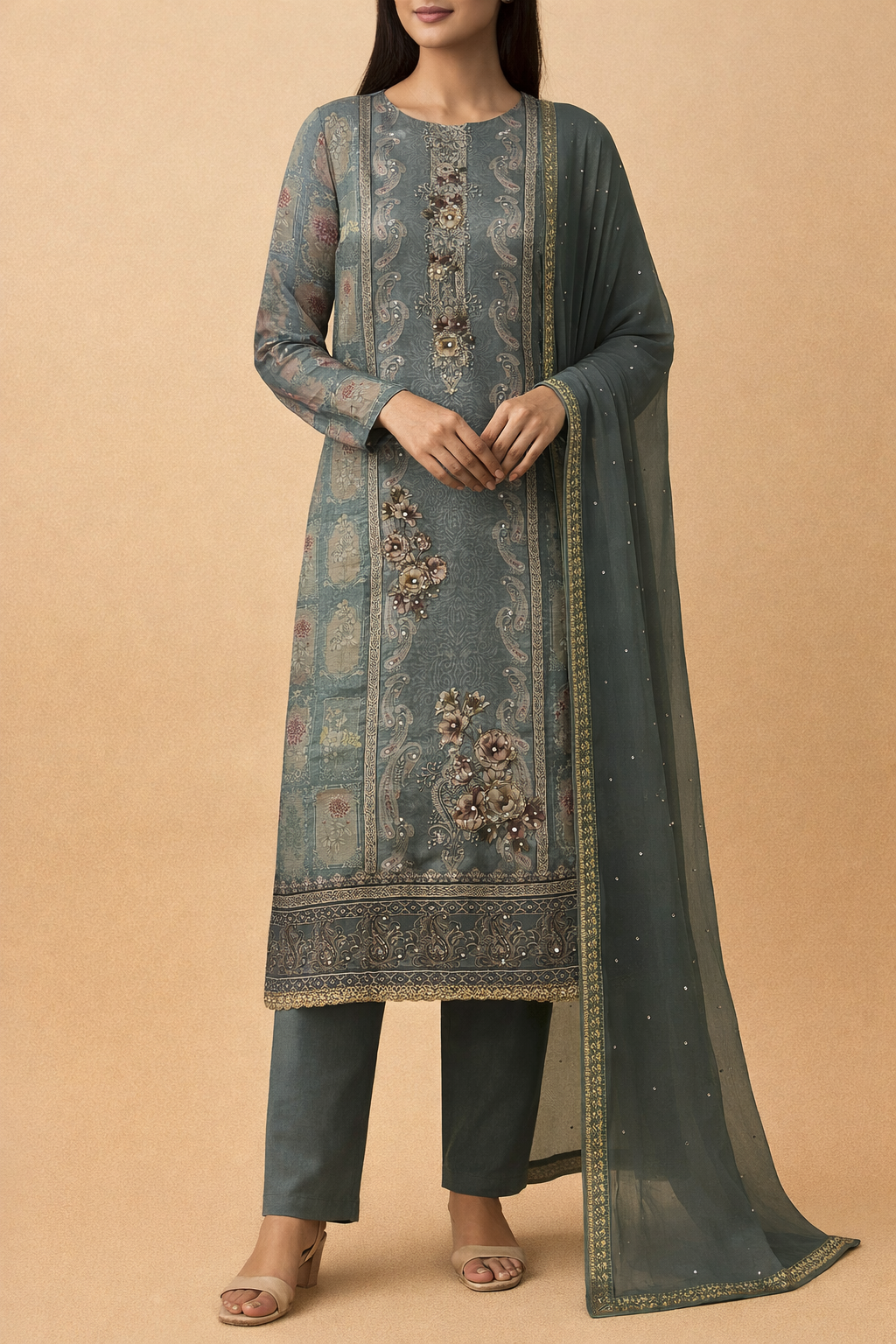 Mrinalini Khatli Crape Set