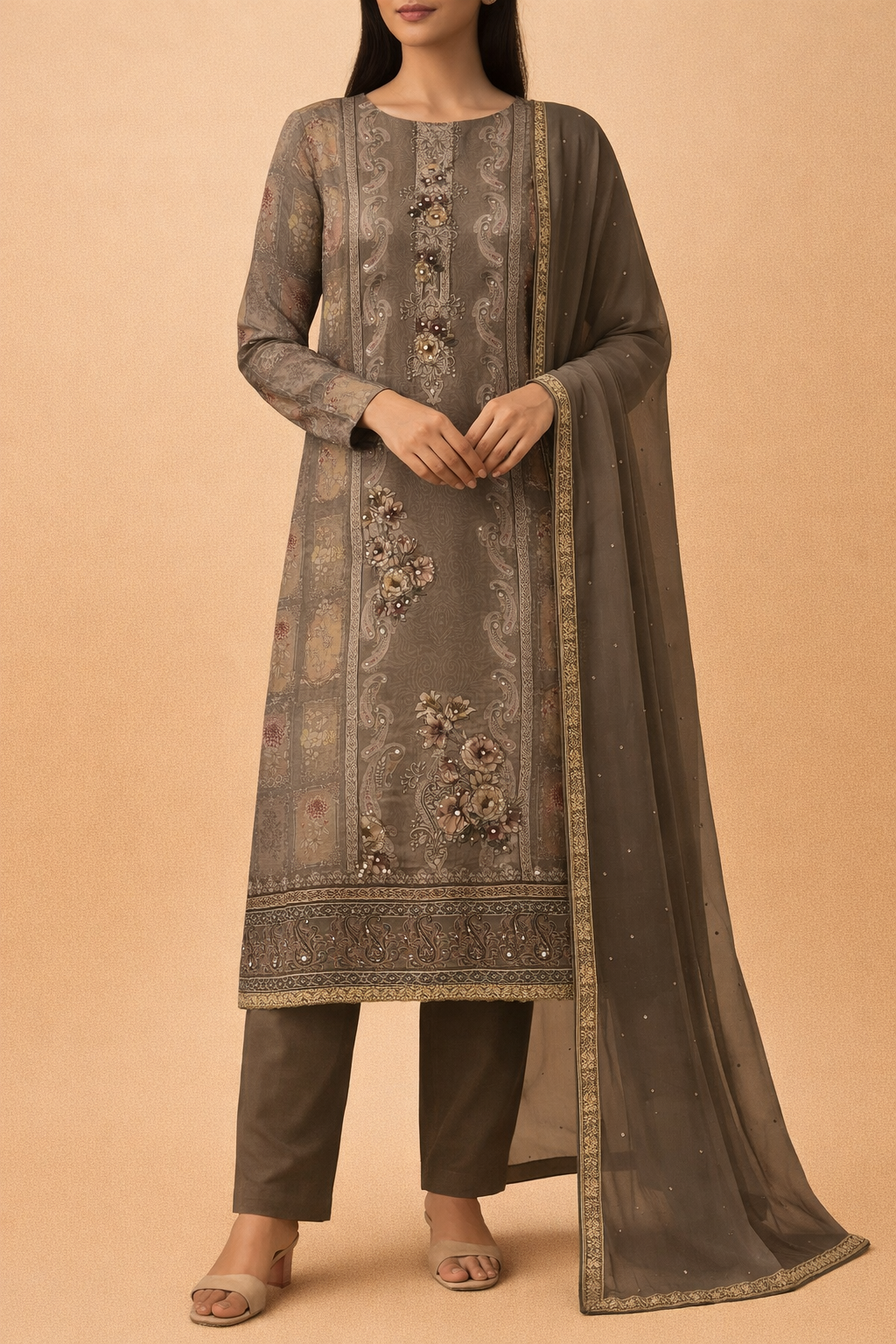 Mrinalini Khatli Crepe Suit Set