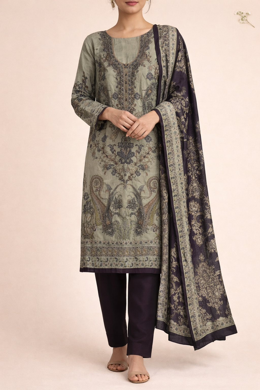 Chandrika Chanderi Foil Unstitched Suit Set