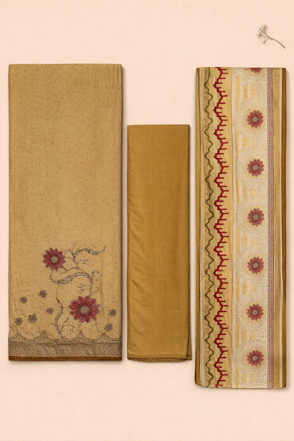 Zehra Muslin Foil Kaarigari Unstitched Suit Set