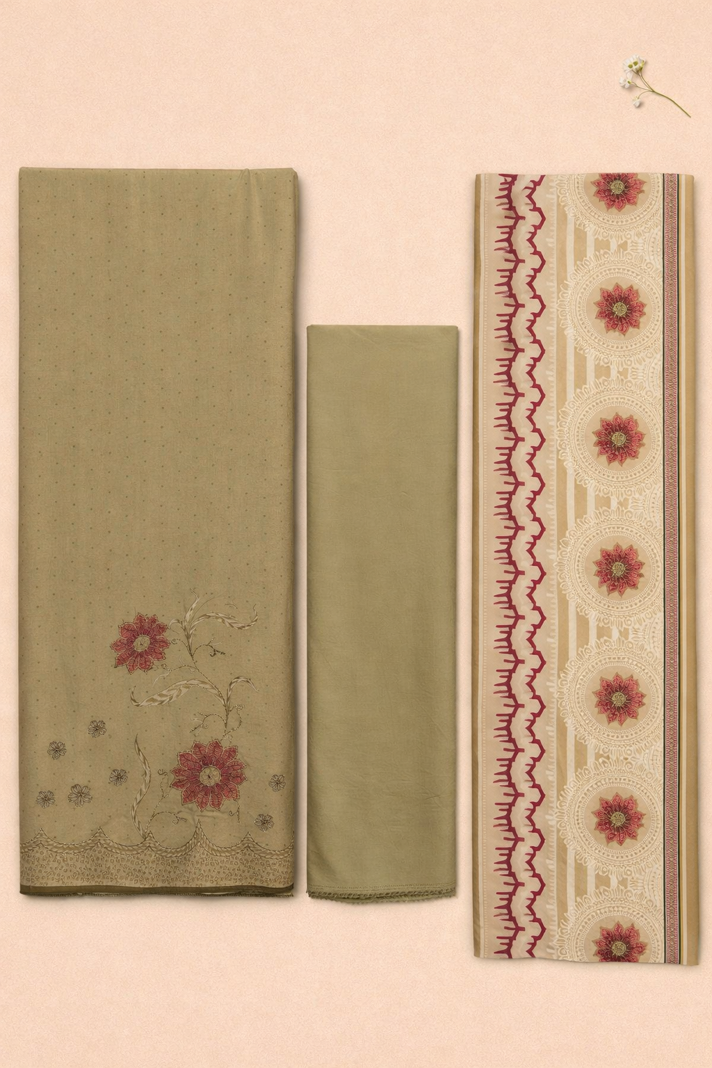 Zehra Muslin Foil Kaarigari Unstitched Suit Set