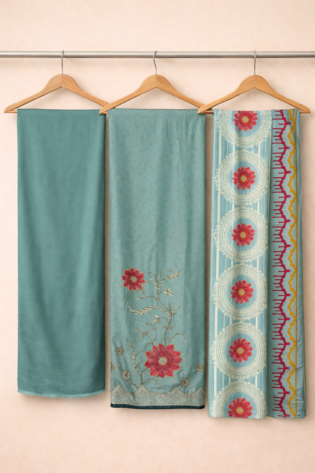Zehra Muslin Foil Kaarigari Unstitched Suit Set