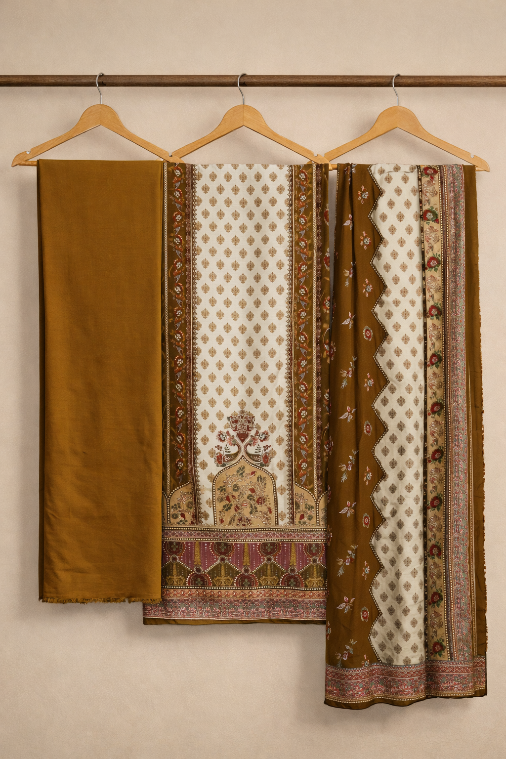 Ruhani Roman Silk Kaarigari Unstitched Suit Set