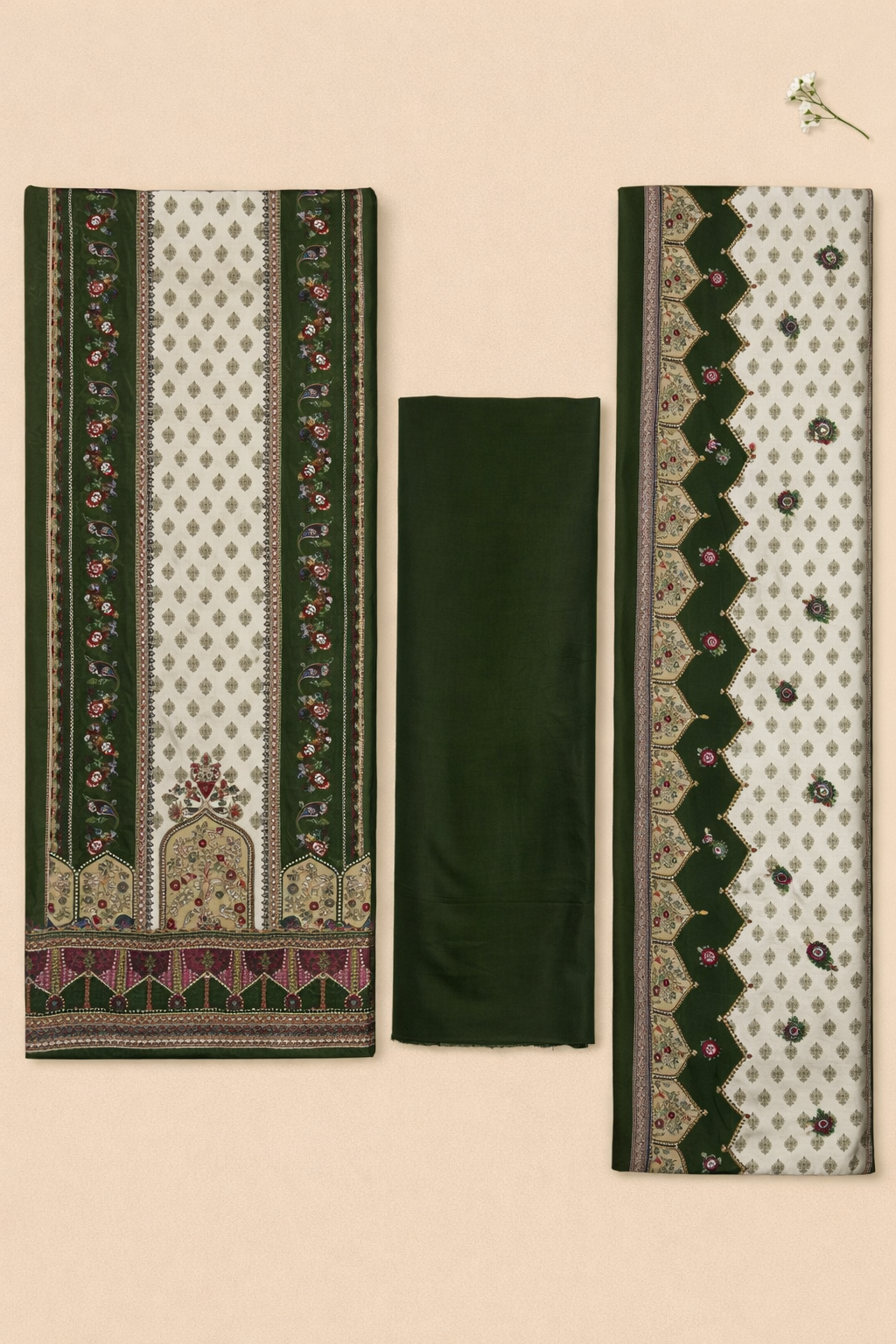 Ruhani Roman Silk Kaarigari Unstitched Suit Set