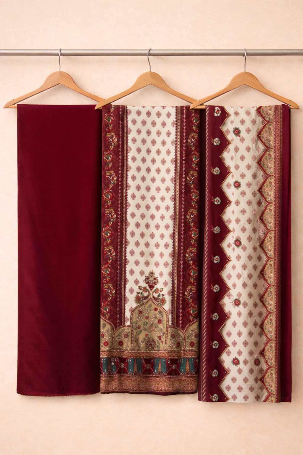 Ruhani Roman Silk Kaarigari Unstitched Suit Set