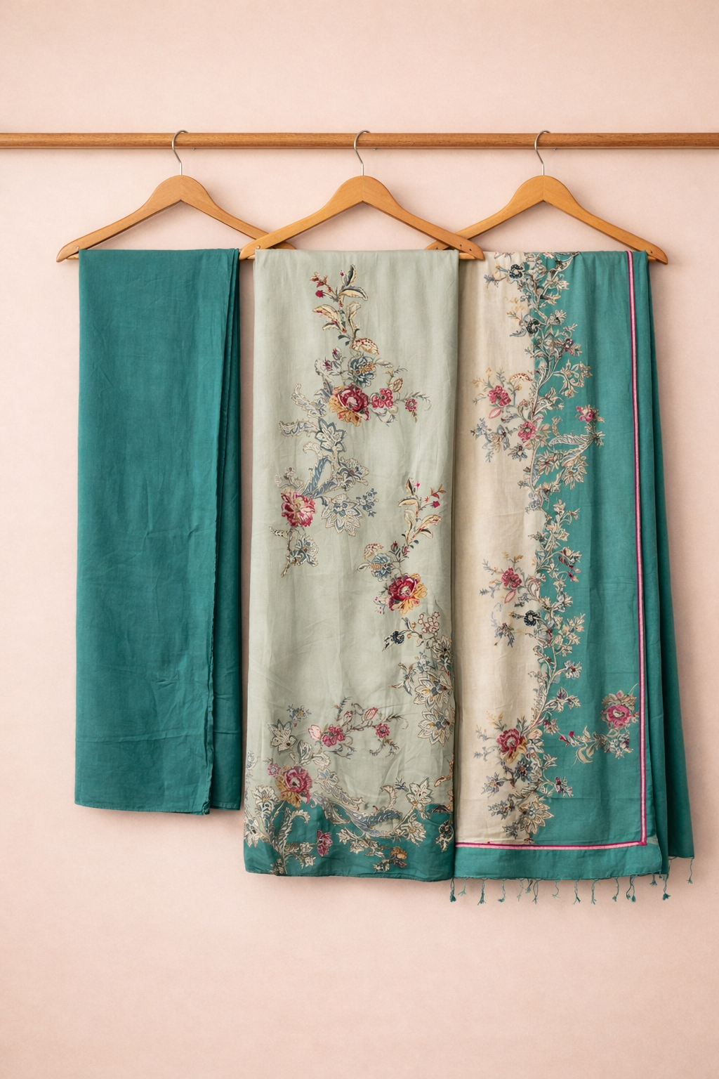 Jam Satin Artisan Unstitched Suit Set