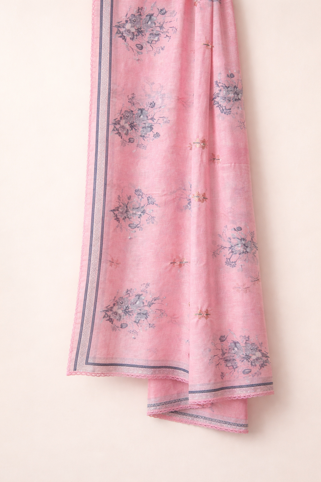 Pushpa Resham Diamond Unstitched Suit Set – Cambric Cotton