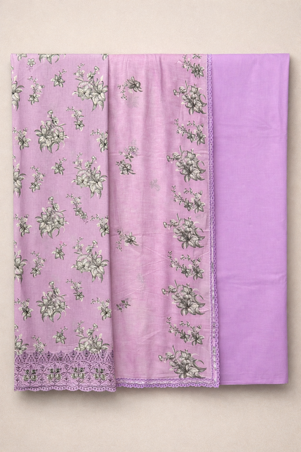 Pushpa Resham Diamond Unstitched Suit Set – Cambric Cotton