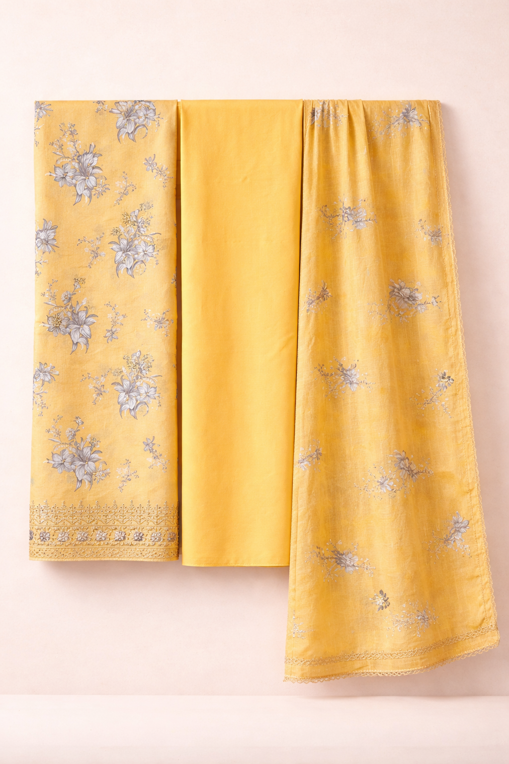 Pushpa Resham Diamond Unstitched Suit Set – Cambric Cotton