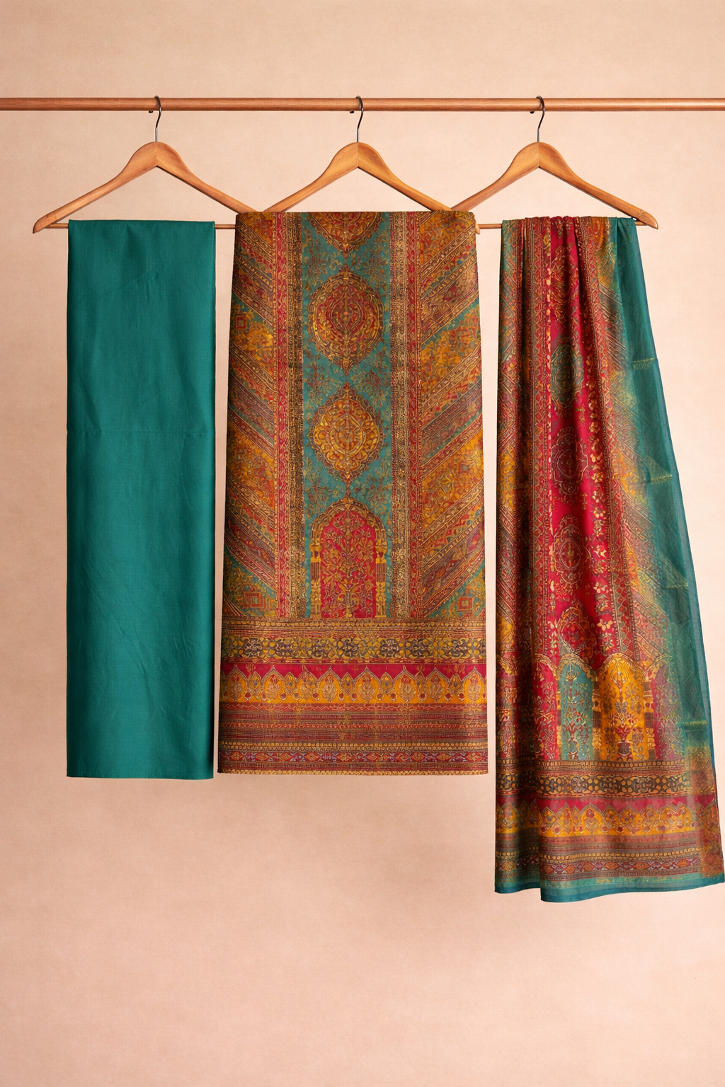 Aari Mirror Dola Unstitched Suit Set