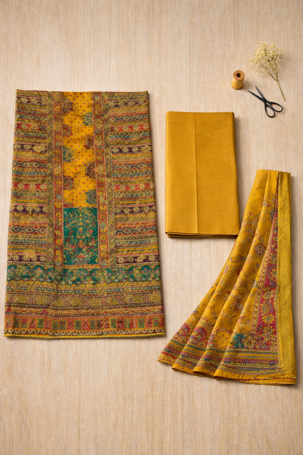 Aari Mirror Dola Unstitched Suit Set