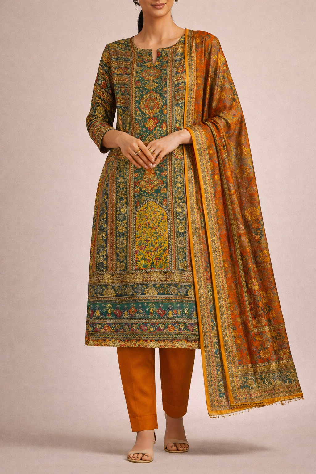 Aari Mirror Dola Unstitched Suit Set