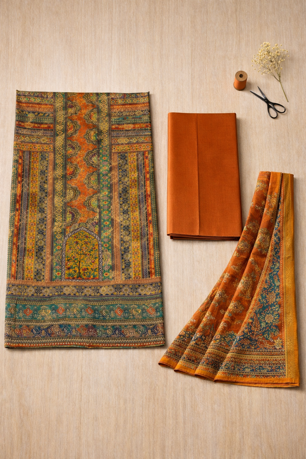 Aari Mirror Dola Unstitched Suit Set