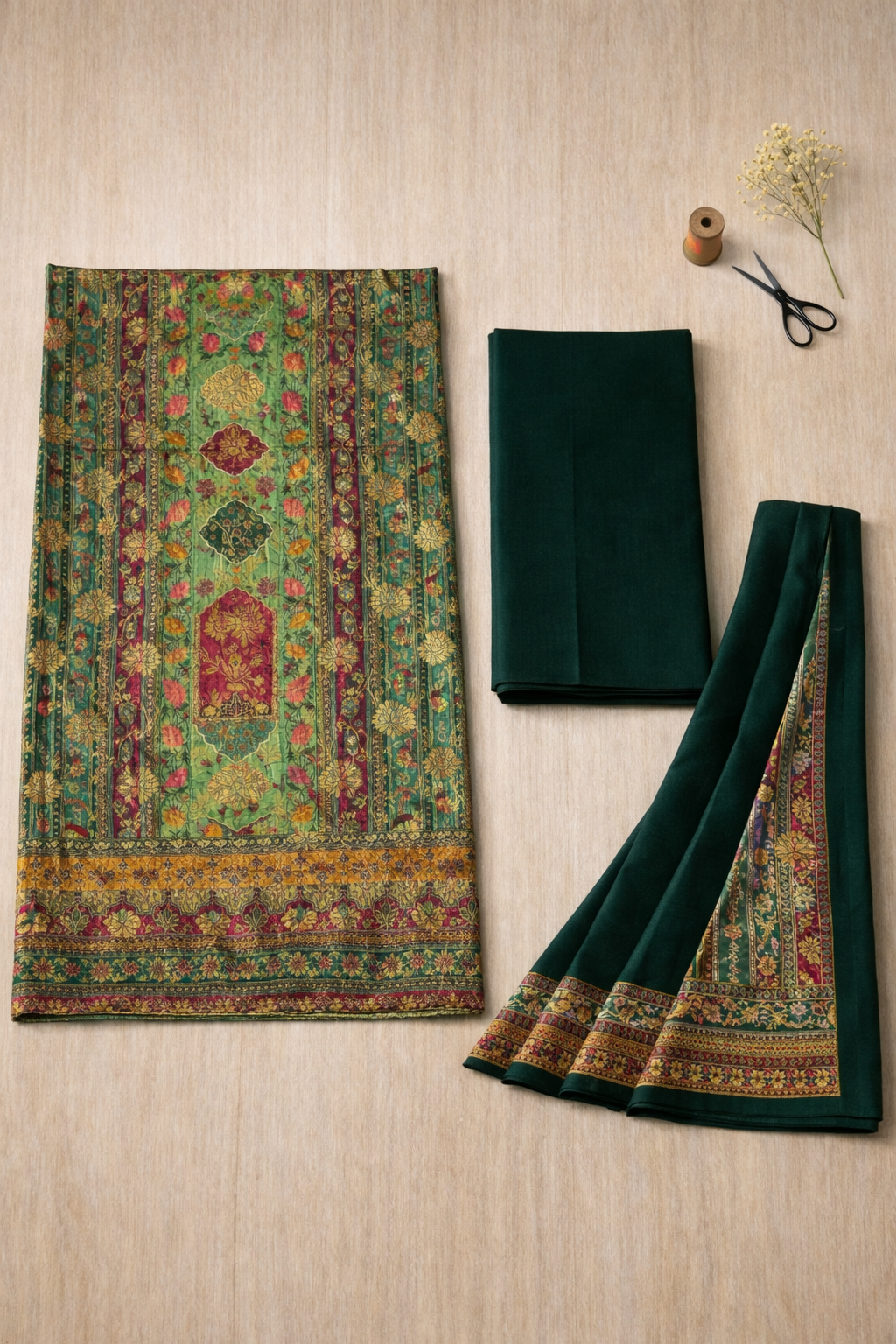 Aari Mirror Dola Unstitched Suit Set