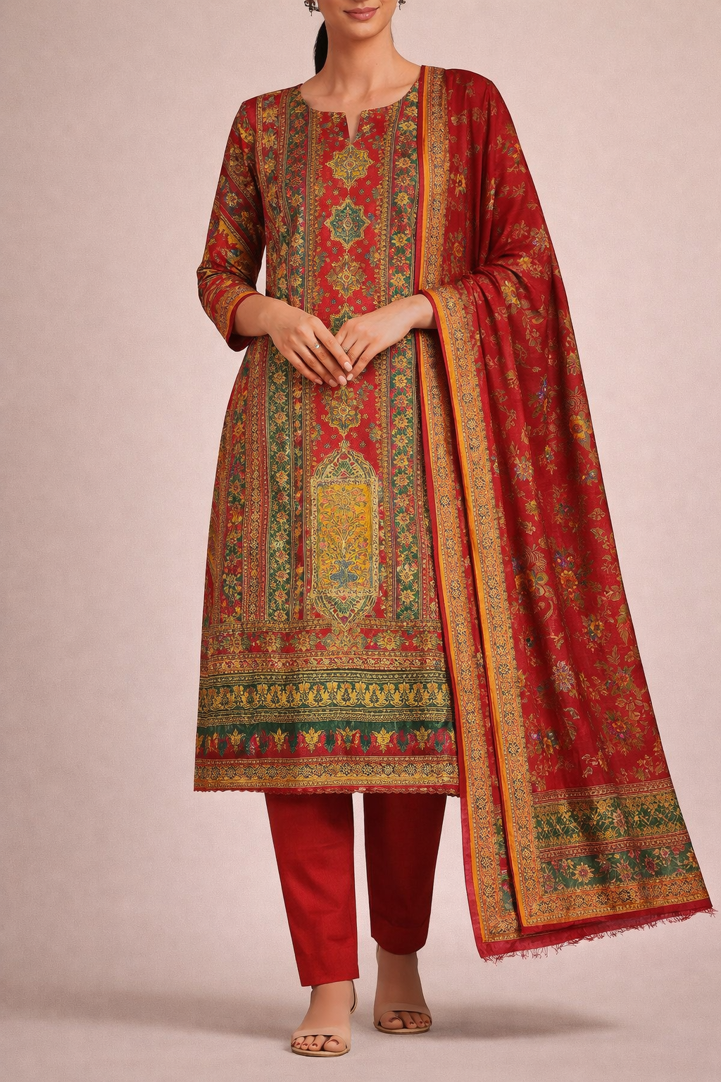 Aari Mirror Dola Unstitched Suit Set