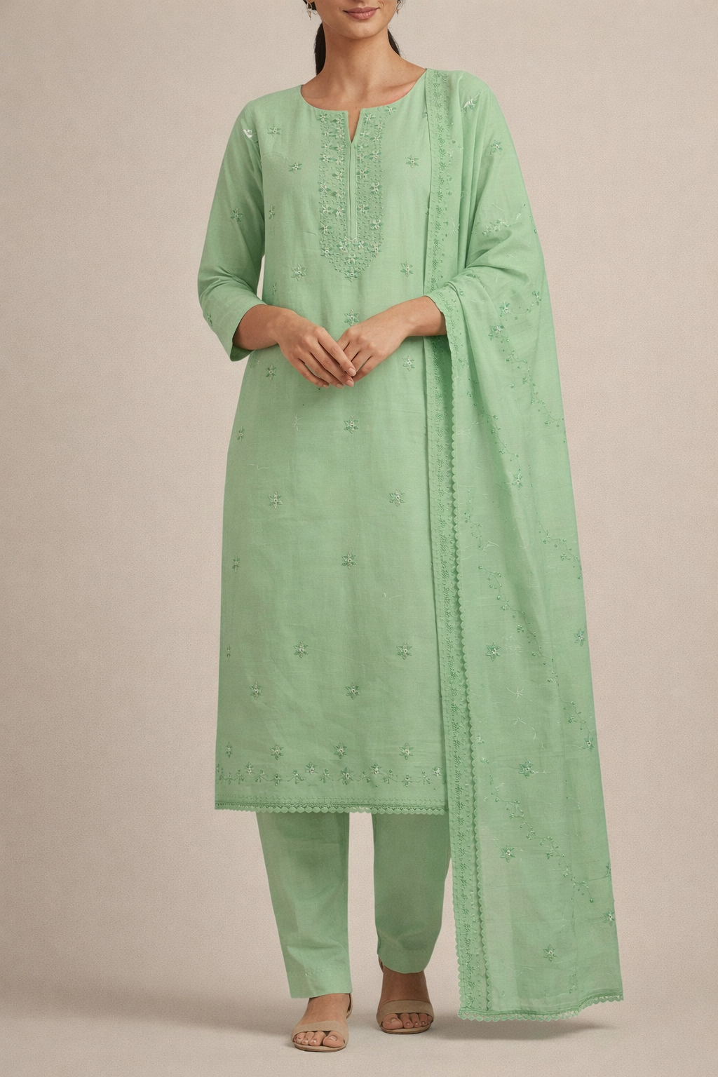 Panel Embroidery Unstitched Suit Set