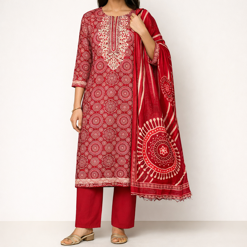 Mandala Rayon Heritage Unstitched Suit Set