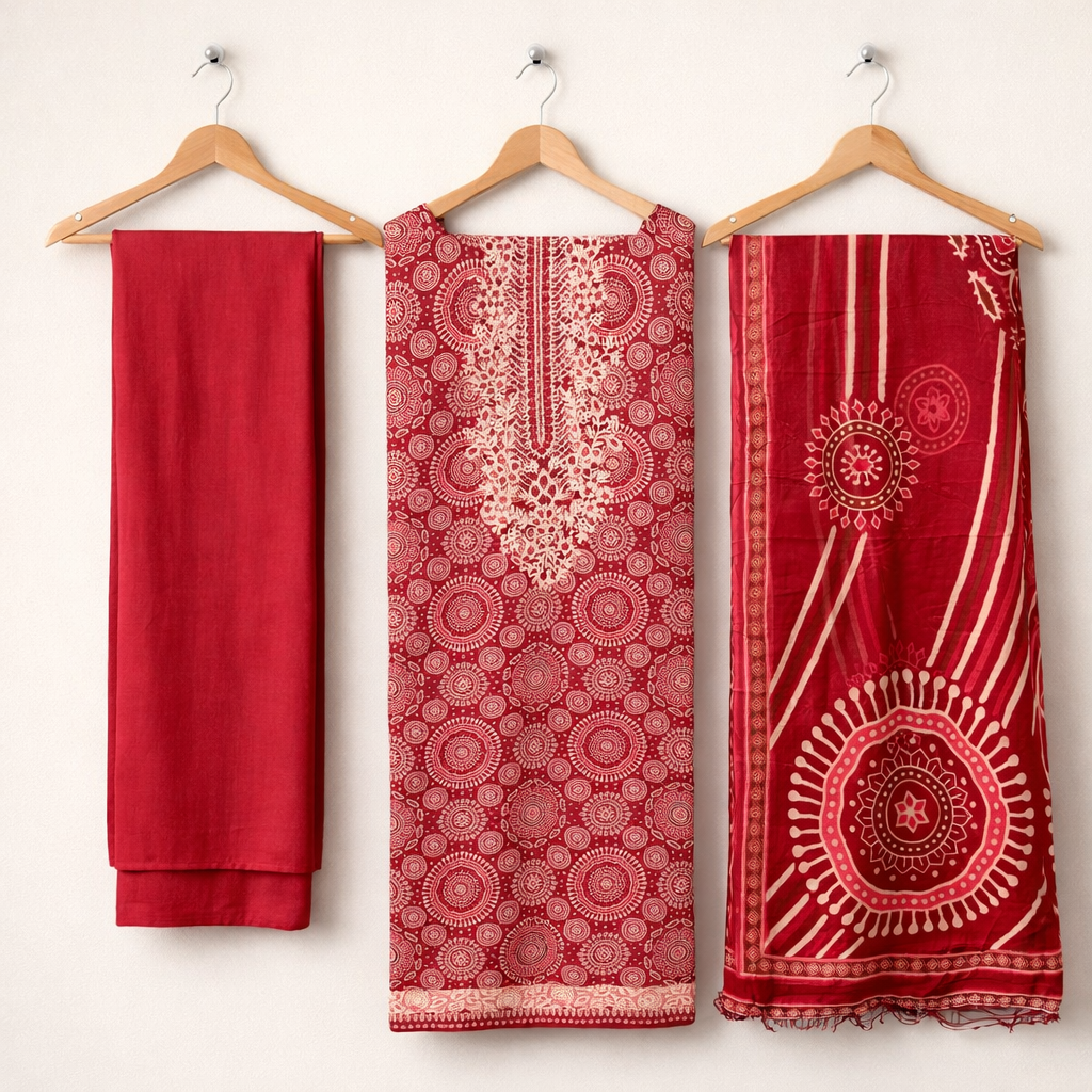 Mandala Rayon Heritage Unstitched Suit Set