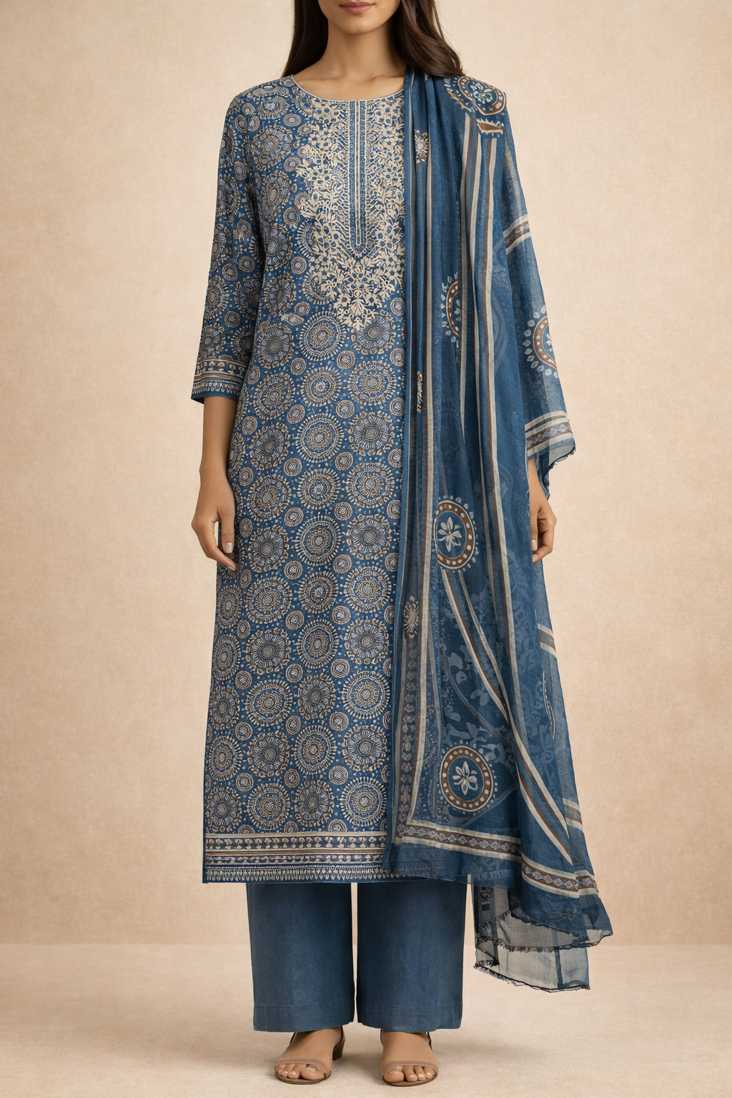 Mandala Rayon Heritage Unstitched Suit Set