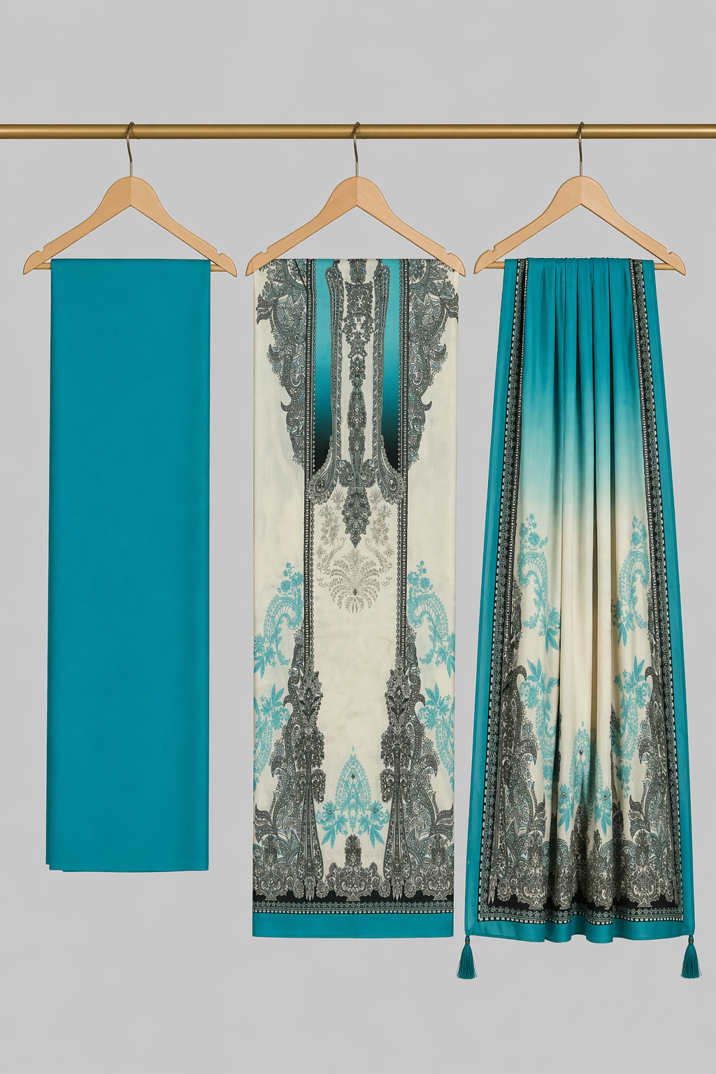 Noor Pure Muslin Unstitched Suit Set