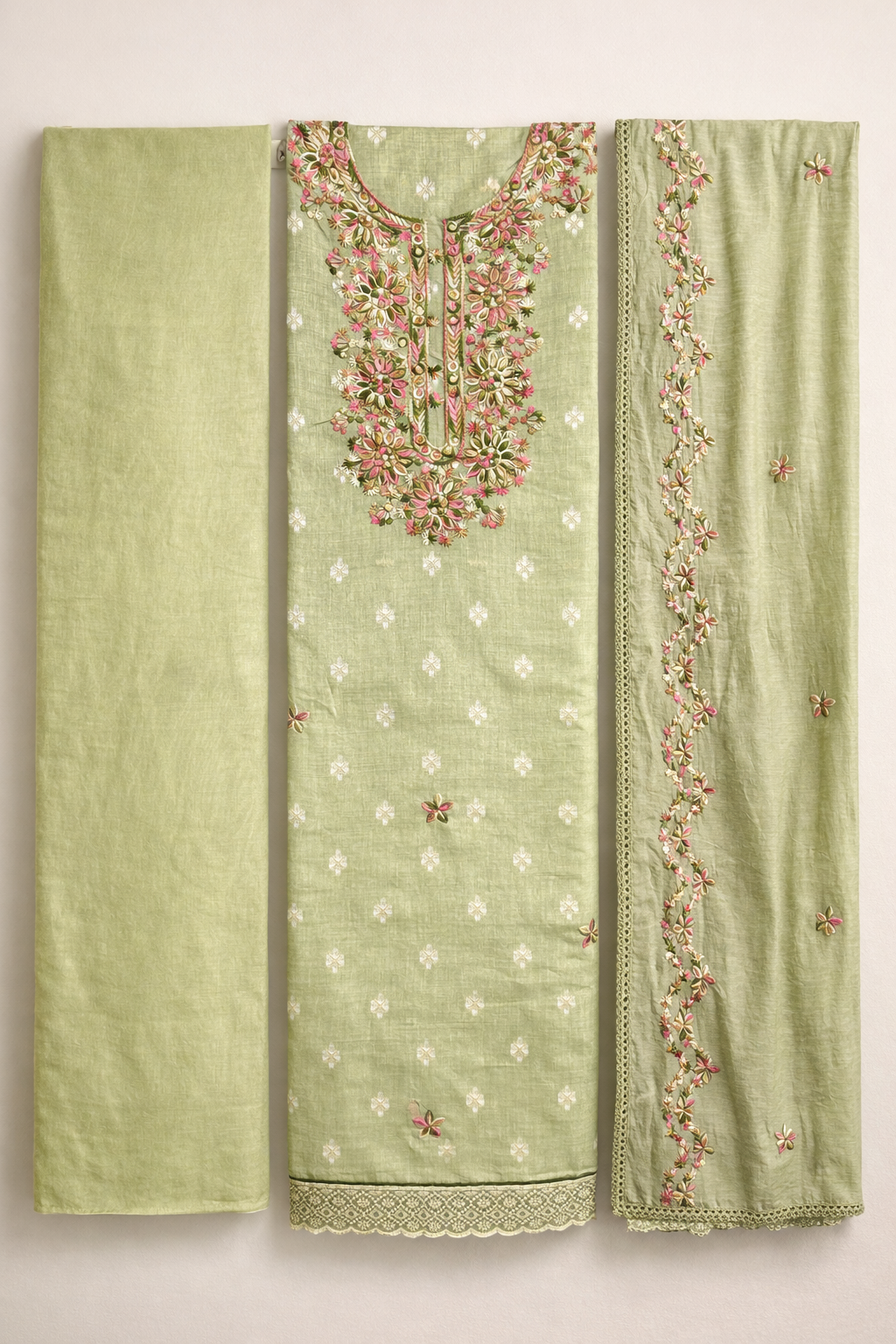 Banarasi Resham Embroidery Unstitched Suit Set
