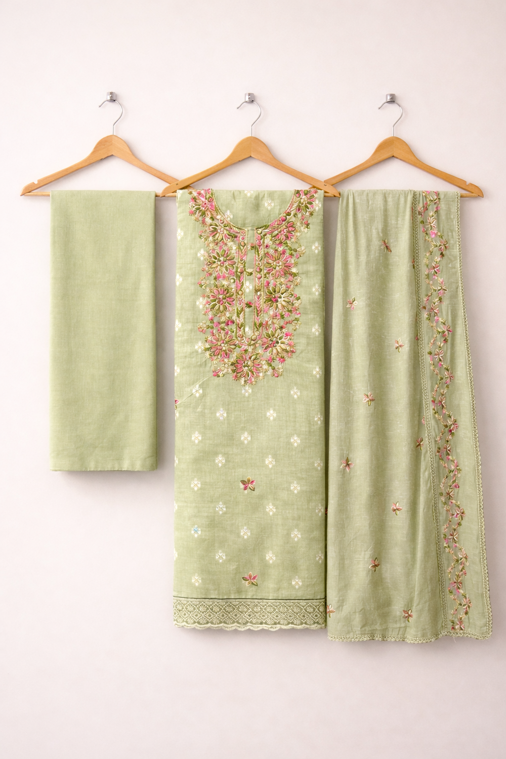 Banarasi Resham Embroidery Unstitched Suit Set