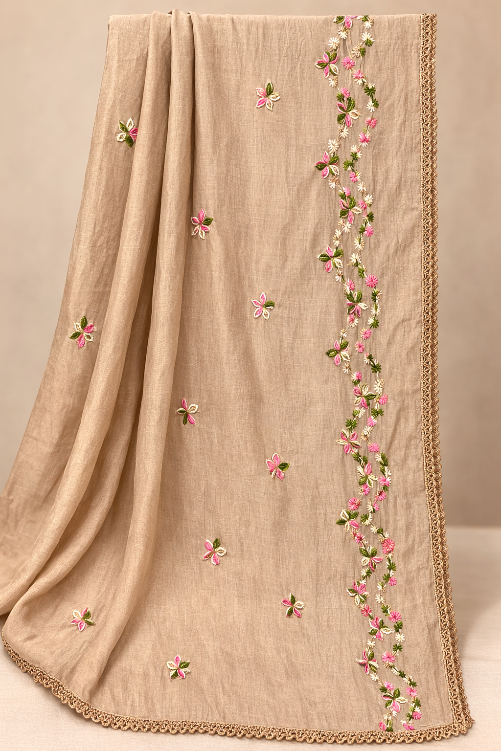 Banarasi Resham Embroidery Unstitched Suit Set