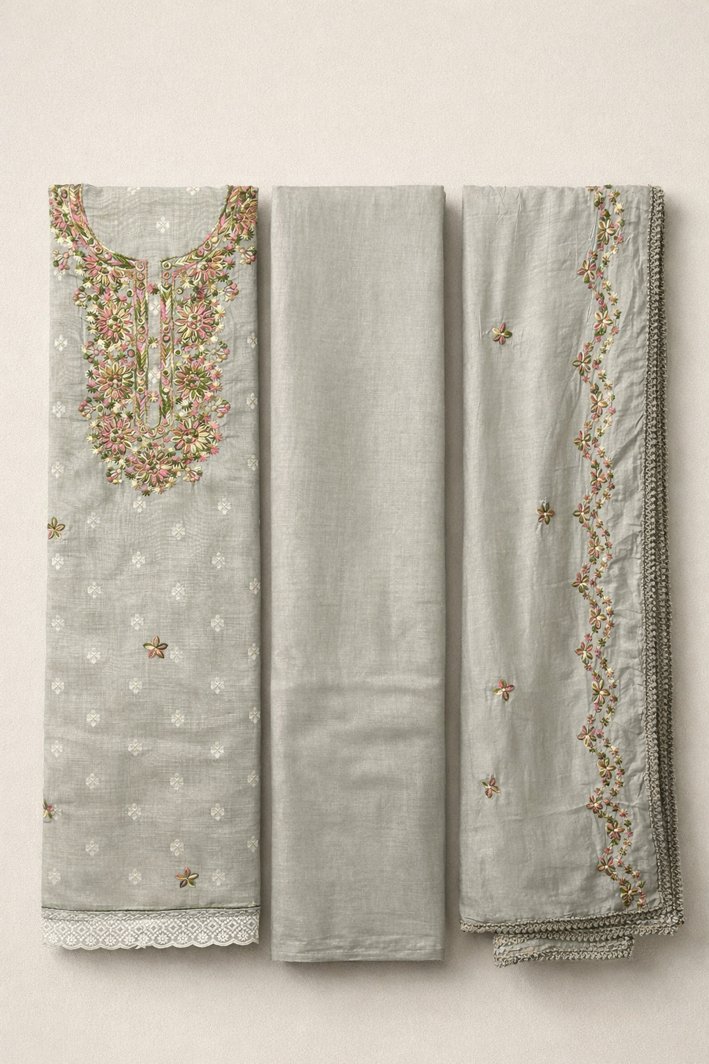 Banarasi Resham Embroidery Unstitched Suit Set