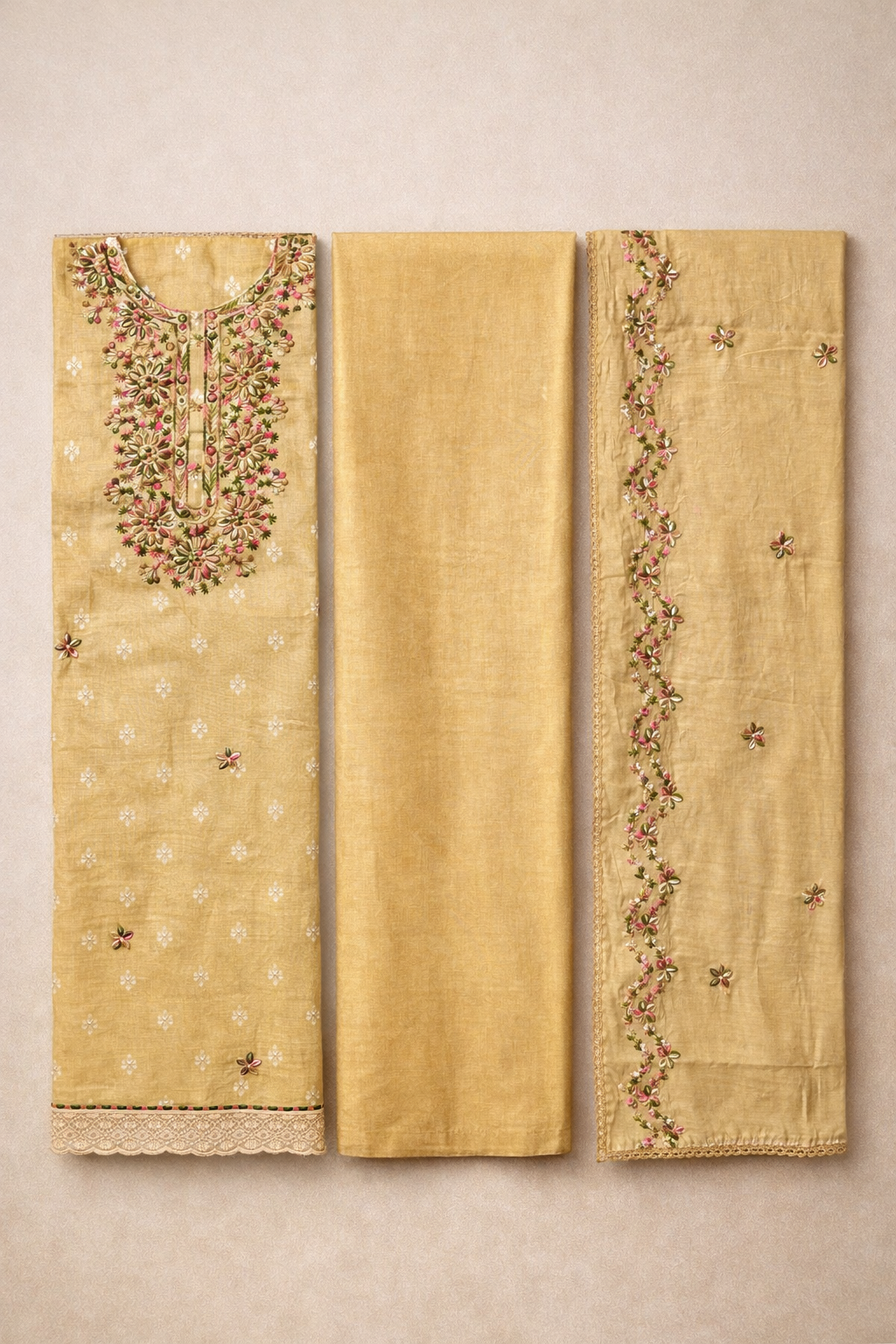 Banarasi Resham Embroidery Unstitched Suit Set