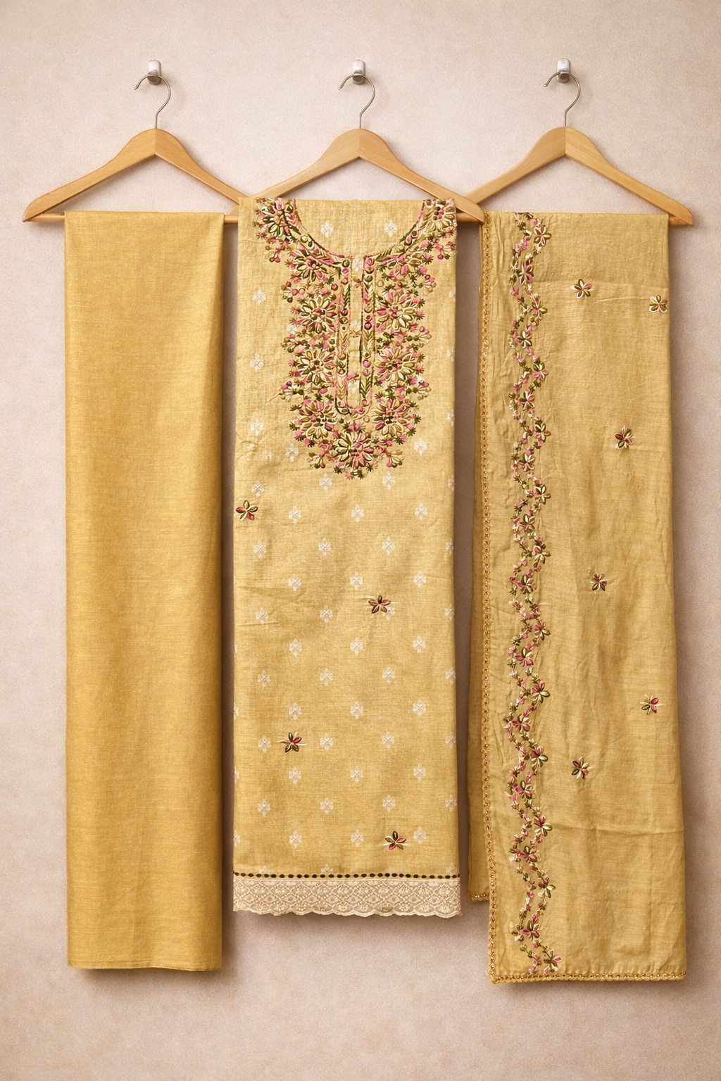 Banarasi Resham Embroidery Unstitched Suit Set