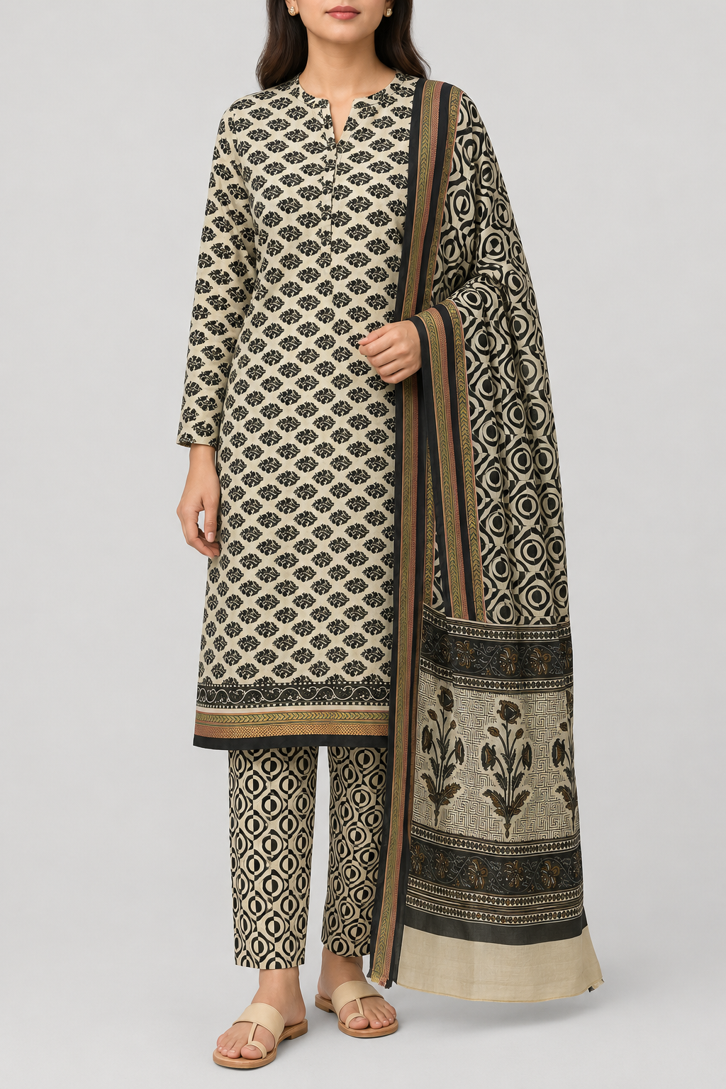 Saiyara Classic Maheshwari Cotton Unstitched Suit Set