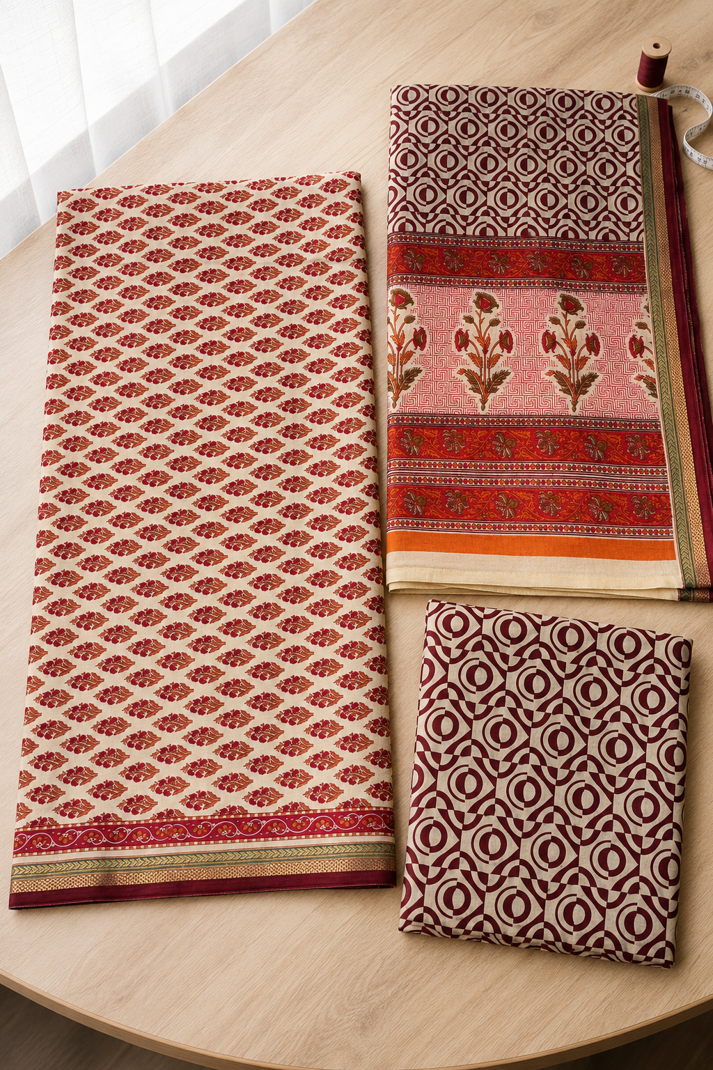 Saiyara Classic Maheshwari Cotton Unstitched Suit Set