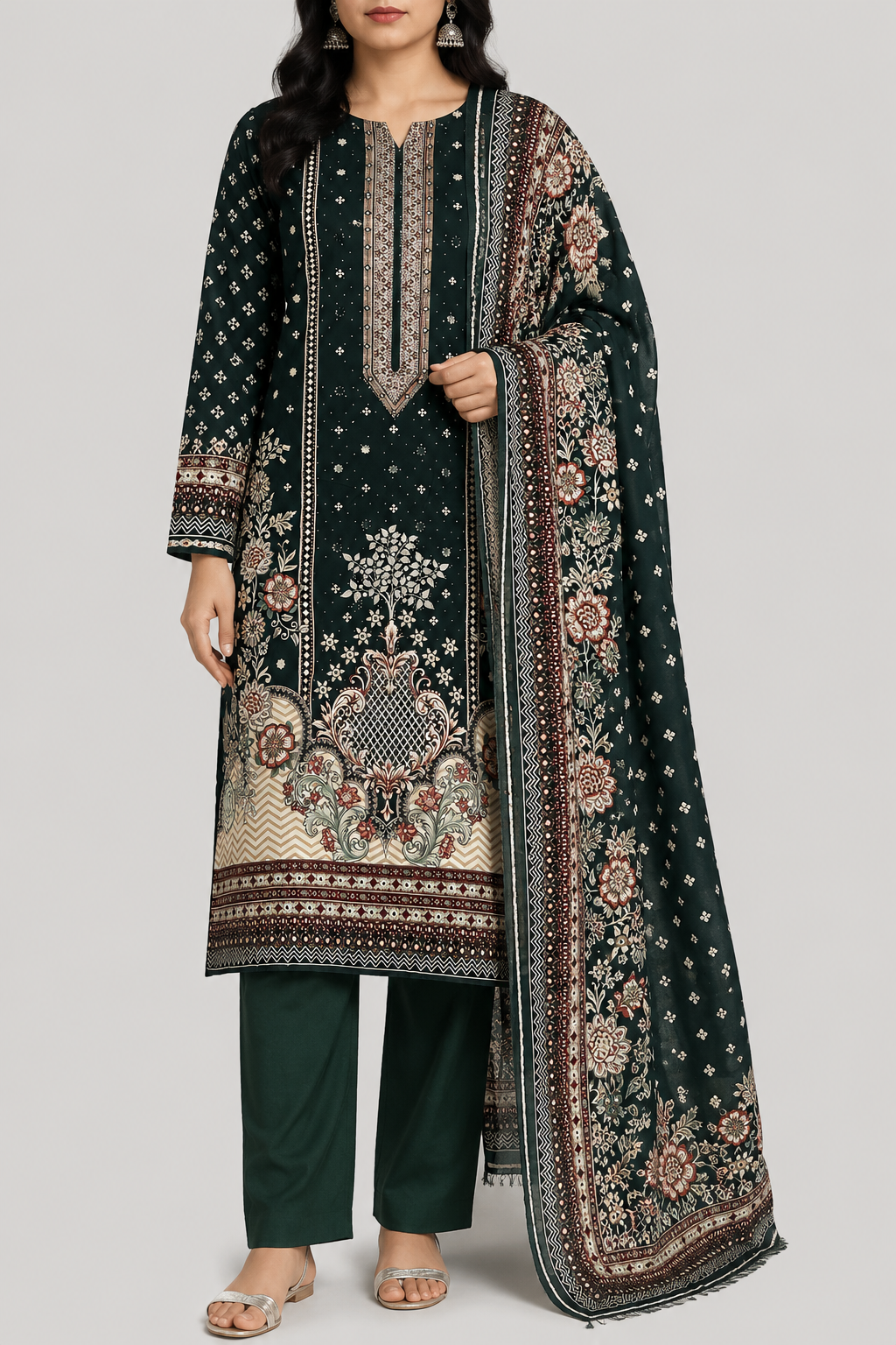 N.G. Runes Rayon Stone Work Dress Material