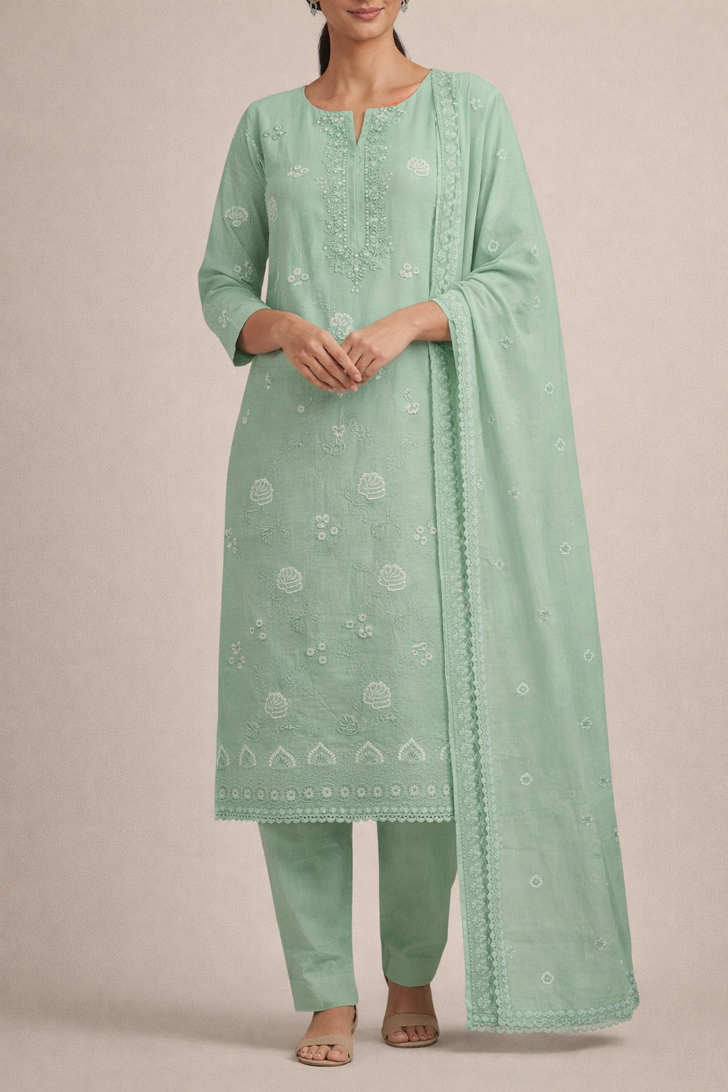 Noor Embroidered Cotton Unstitched Suit Set