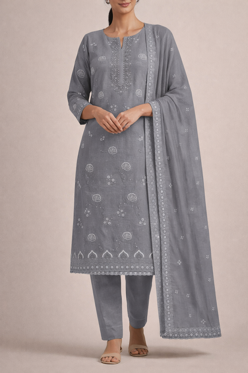 Noor Embroidered Cotton Unstitched Suit Set