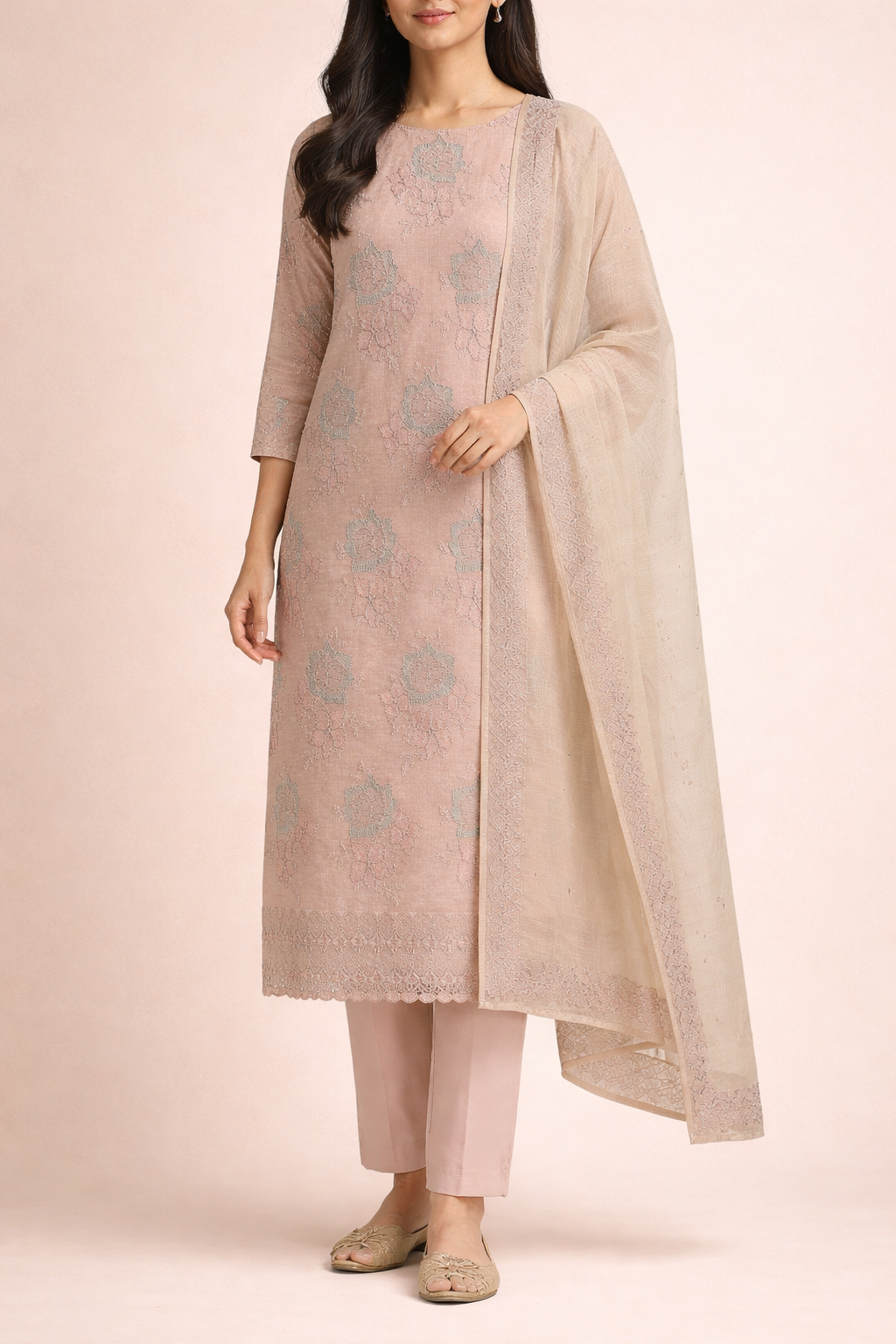 Cambric Cotton Mal Unstitched Suit Set