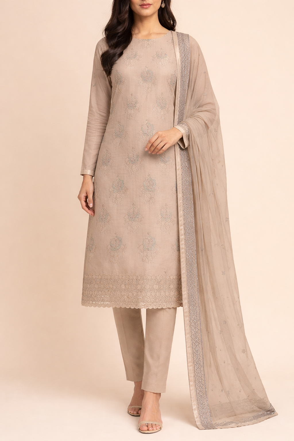 Cambric Cotton Mal Unstitched Suit Set