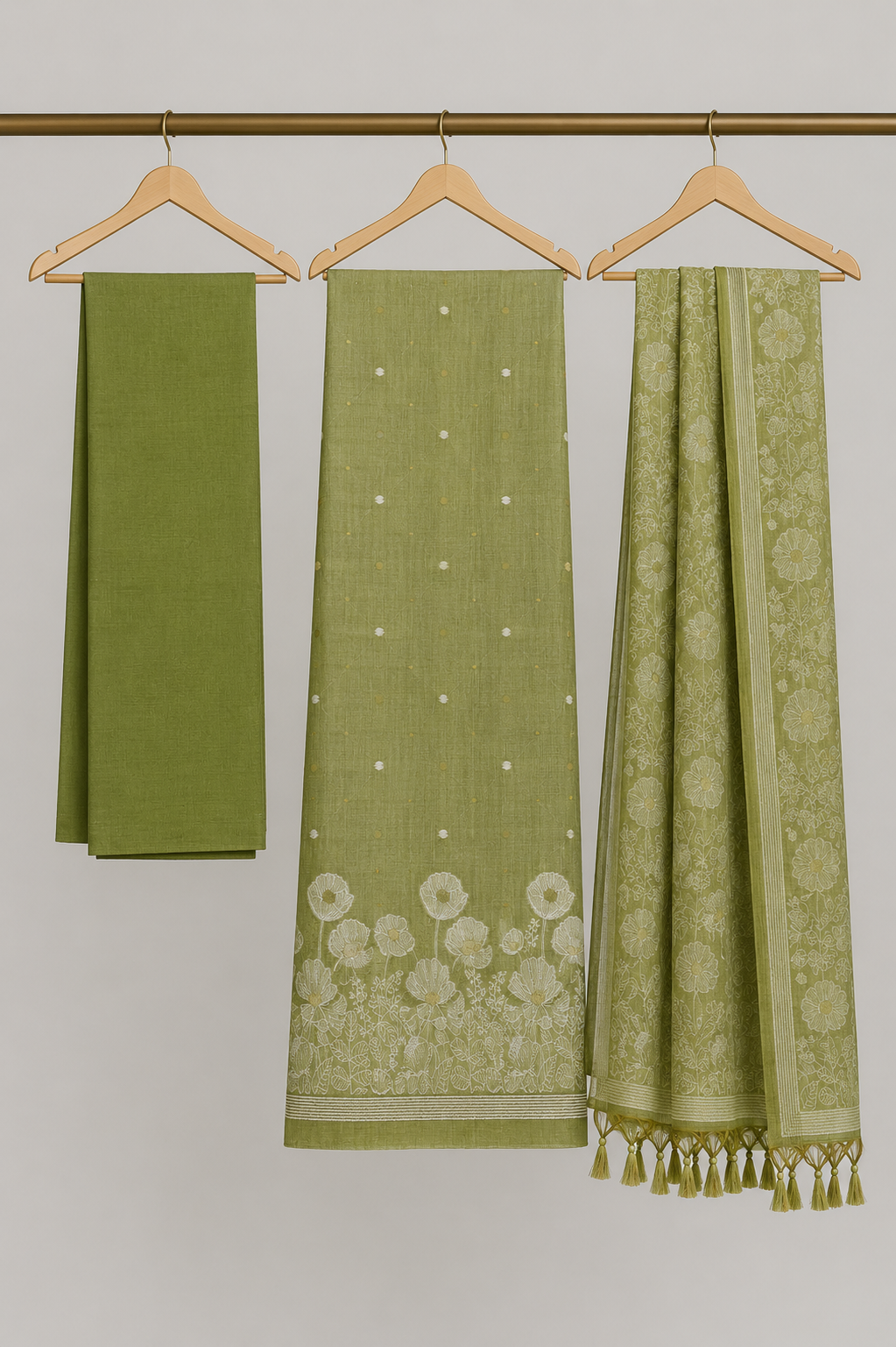 Olive Mist Jamdani Set