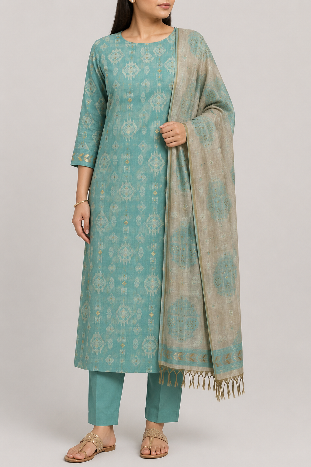Silky Jamdani SH – Aqua Mist