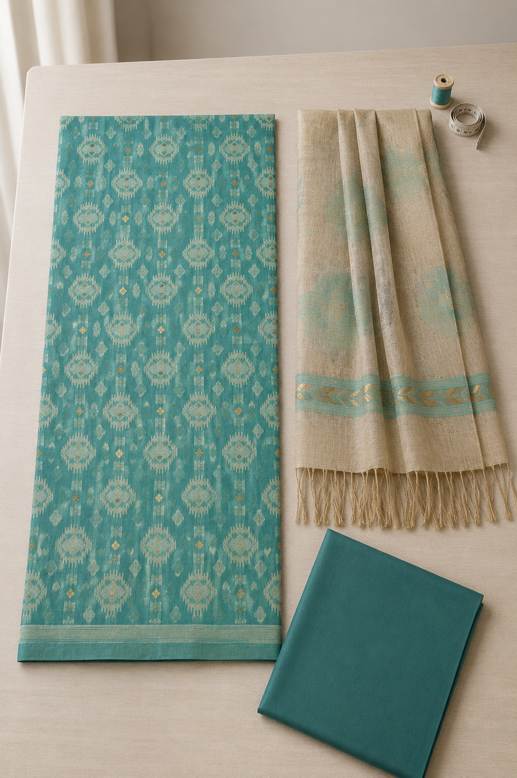 Silky Jamdani SH – Aqua Mist