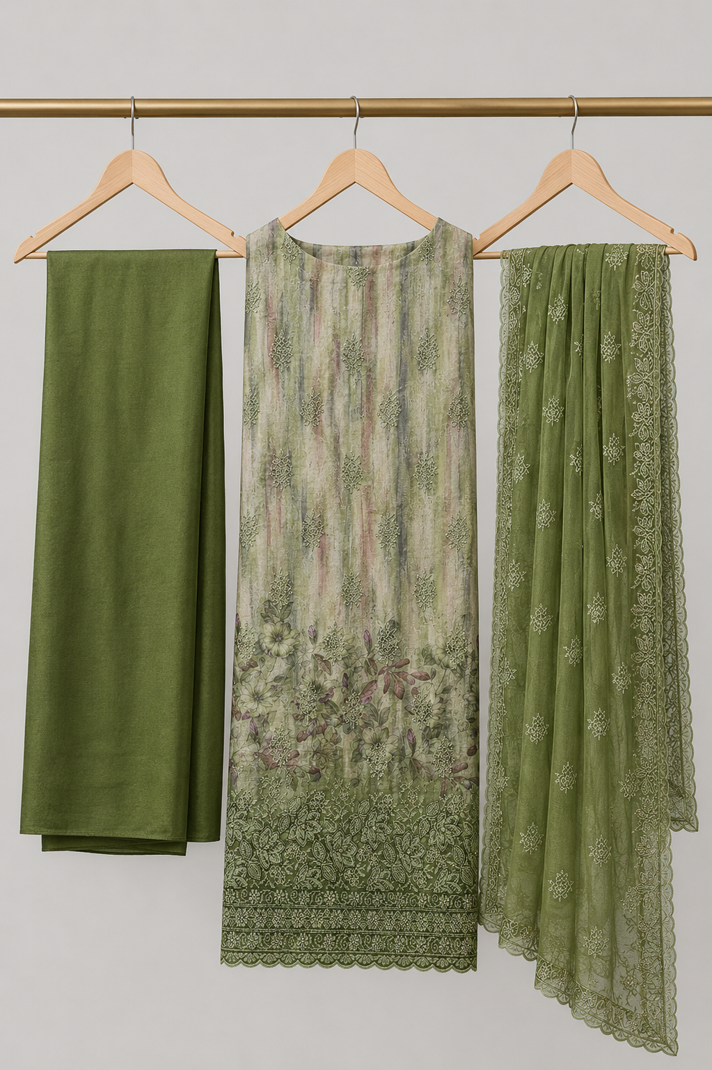 Garden Embroidered Tissue Silk Suit Set