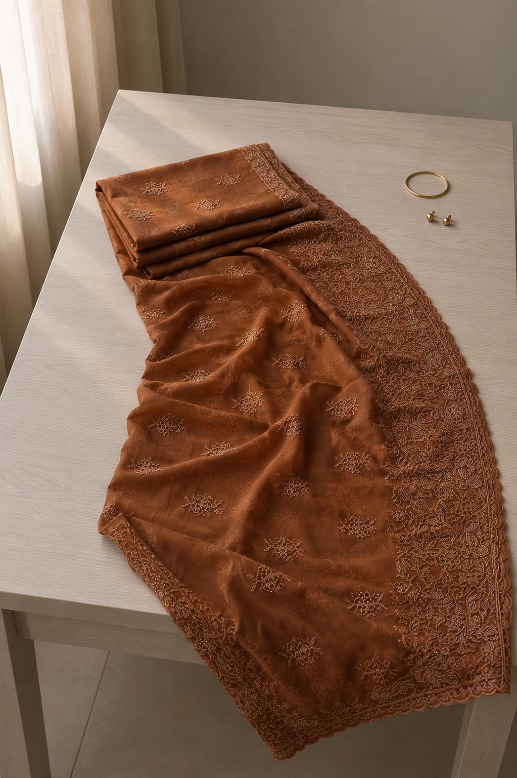 Garden Embroidered Tissue Silk Suit Set