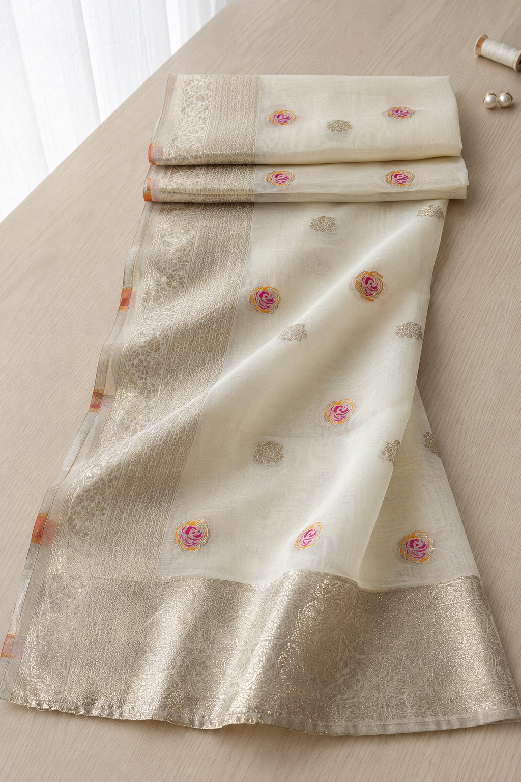 Chanderi Embroidered Dress Material