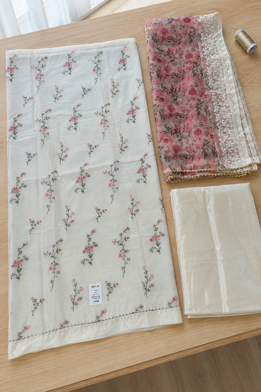Chanderi Embroidered Dress Material