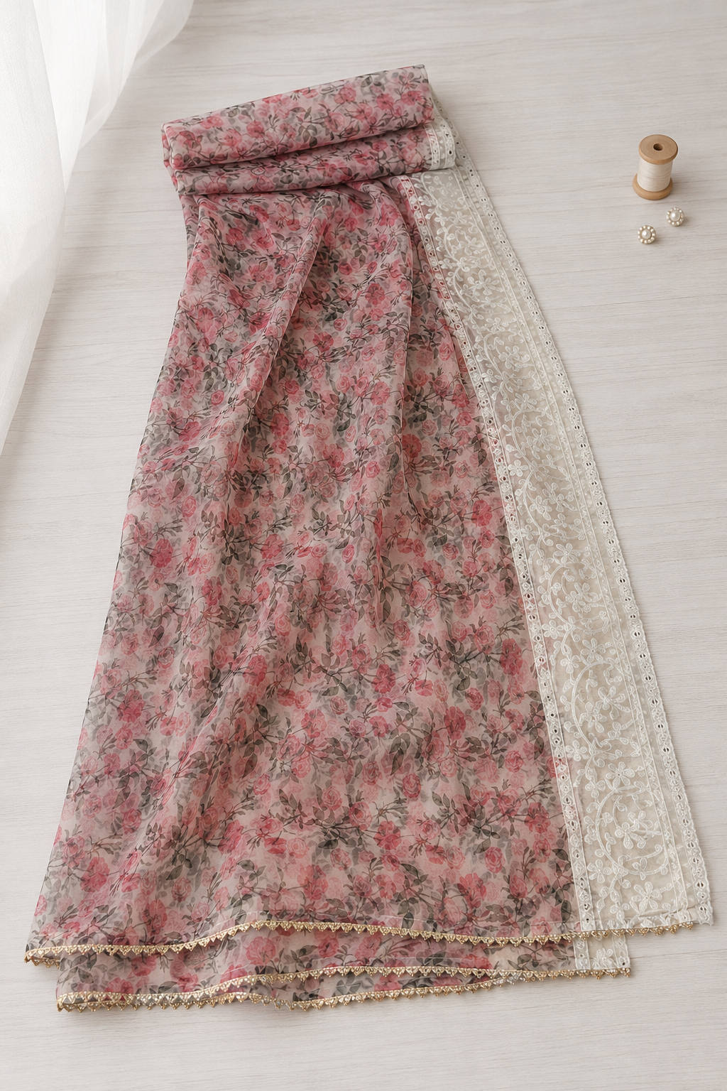Chanderi Embroidered Dress Material