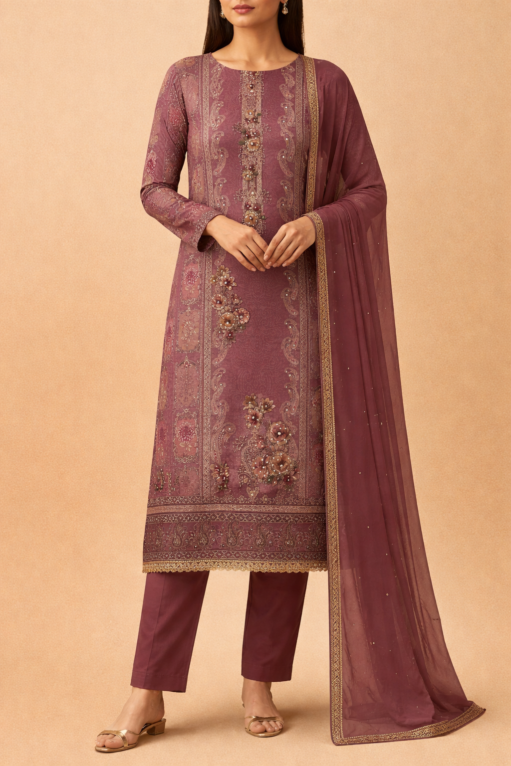 Mrinalini Khatli Crepe Suit Set