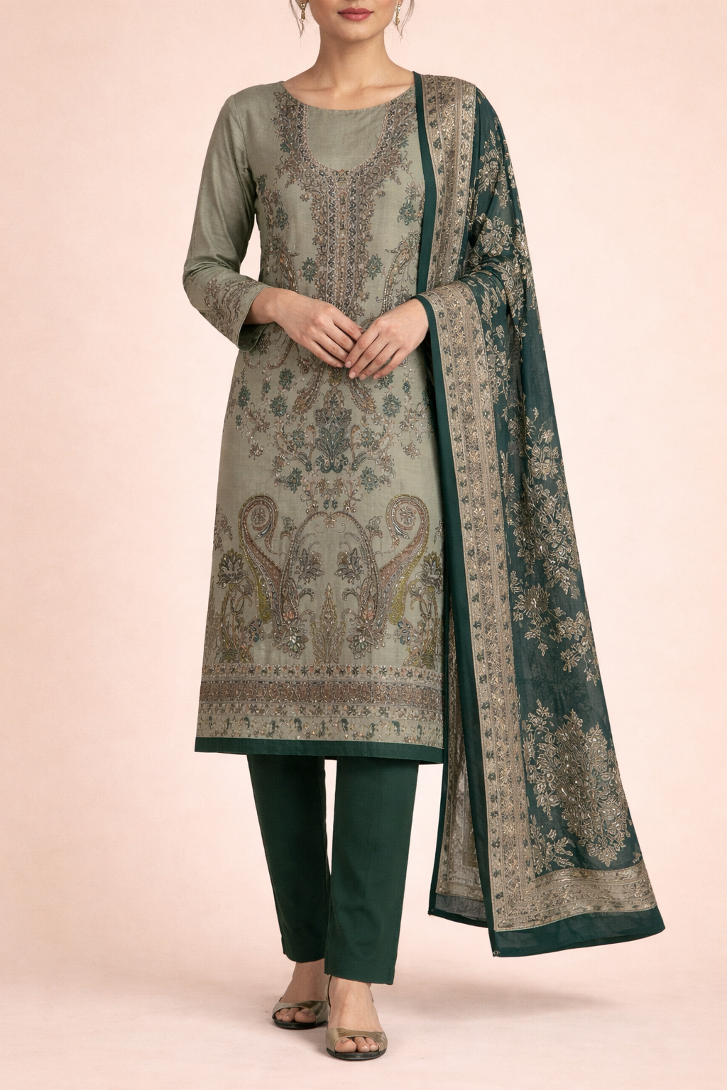 Chandrika Chanderi Foil Unstitched Suit Set