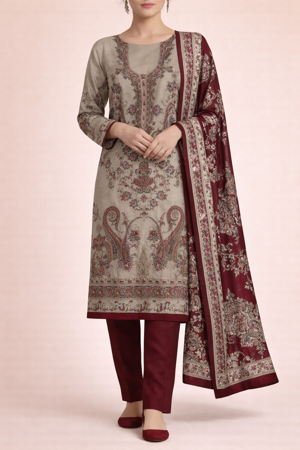Chandrika Chanderi Foil Unstitched Suit Set