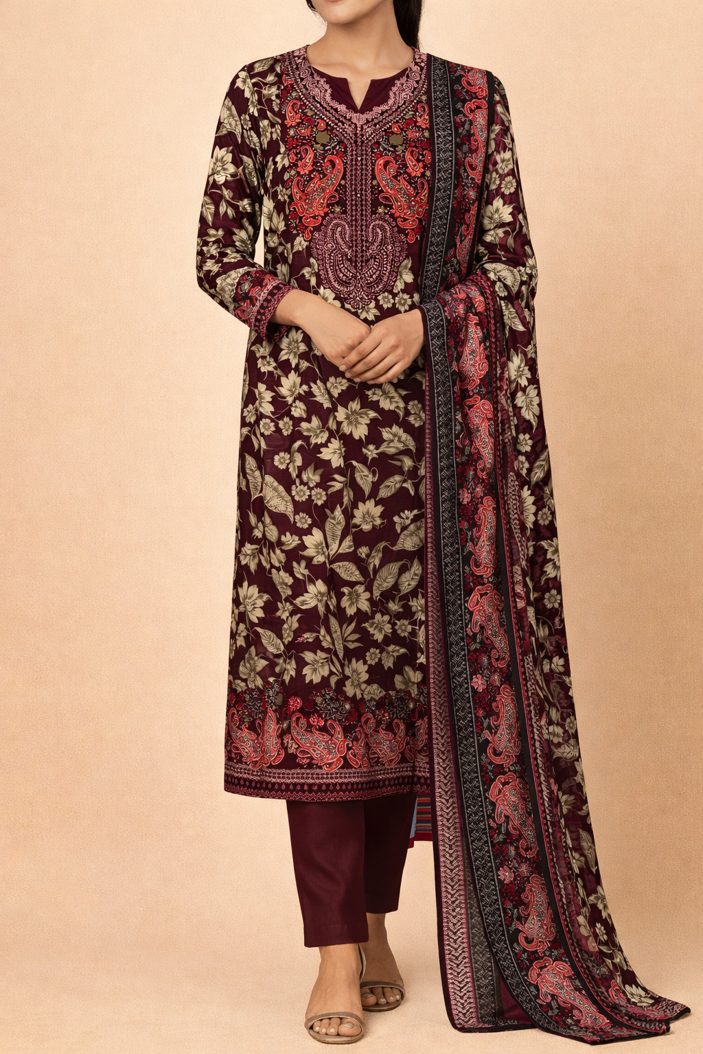 Rangmahal Khatli Satin Unstitched Suit Set