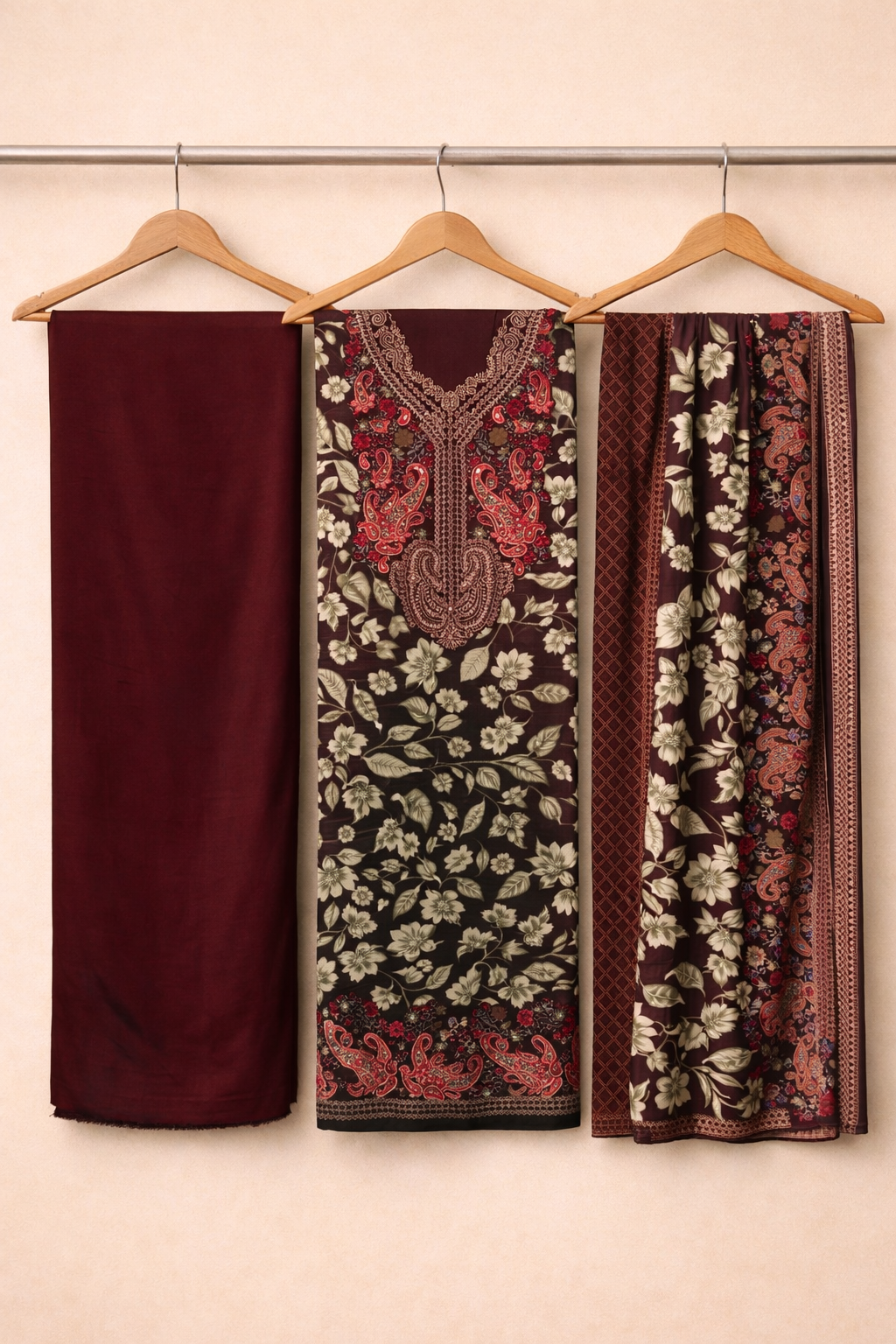 Rangmahal Khatli Satin Unstitched Suit Set